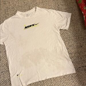 Nike White and Yellow Men's Short Sleeve Tee